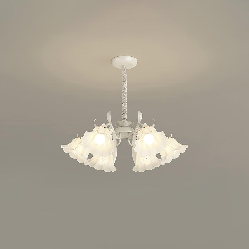 Pastoral Flower Chandelier 6 heads ∅ 25.6″ x H 31.5″ / Dia 65cm x H 80cm / White & White Chandelier