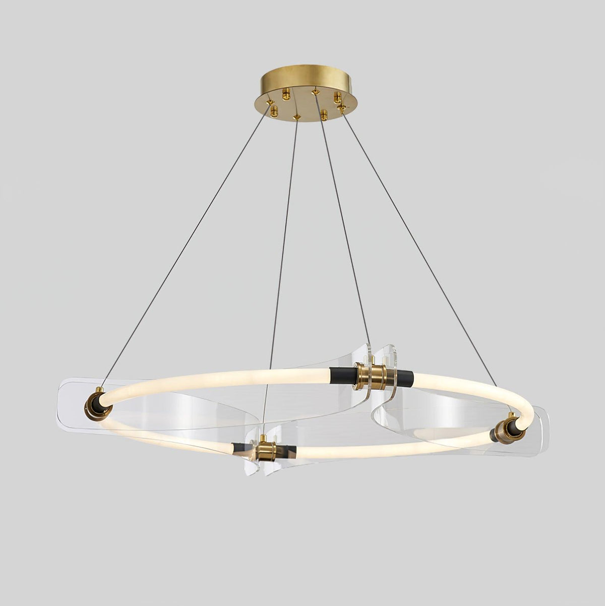 Paulmann LED Pendant Light ∅ 23.6″ x H 3.1″ / Dia 60cm x H 8cm / Gold & Transparent / Warm Light Pendant light