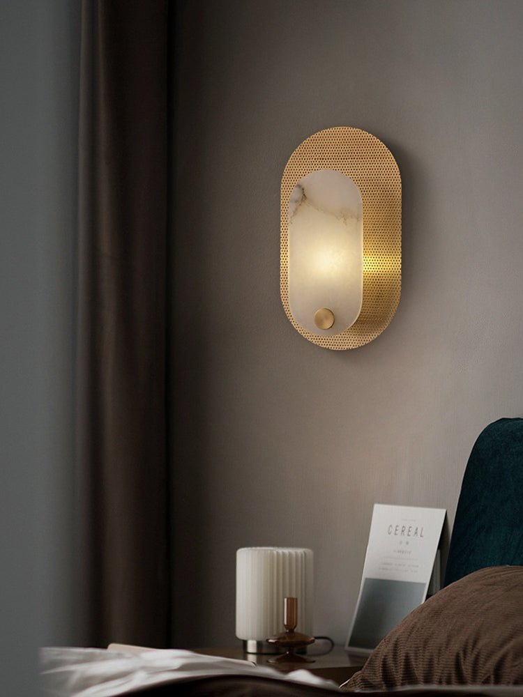 Perforated Oval Alabaster Wall Sconce