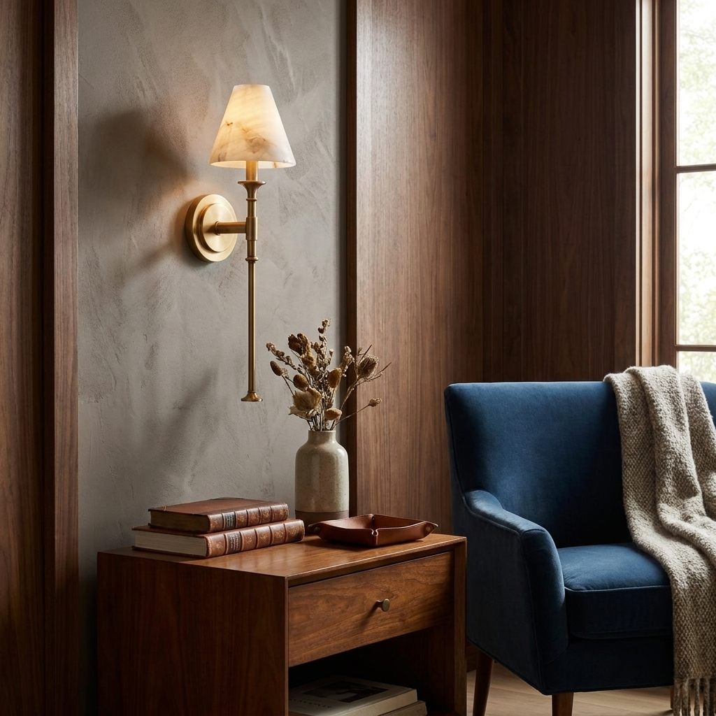 Peruvelle Alabaster Torch Wall Sconce