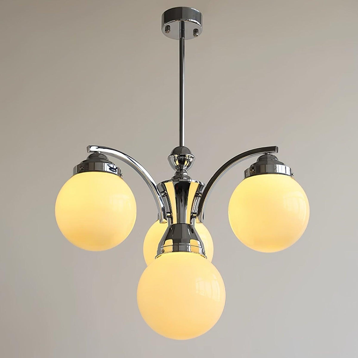 Pink Salamanca Chandelier 4 Heads ? 21.6″ x H 17.7″ / Dia 55cm x H 45cm / Chrome & Beige Chandelier
