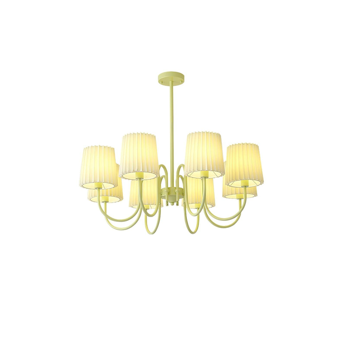 Pleated Fabric Matcha Chandelier 8 heads ? 34.6″ x H 16.9″ / Dia 88cm x H 43cm / Matcha & White fabric Chandelier