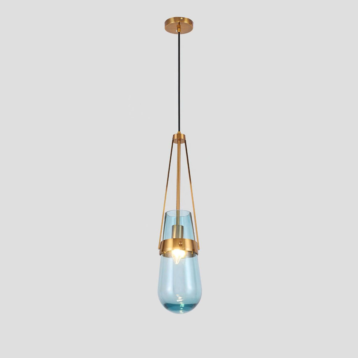 Poble Glass Pendant Light ∅ 4.7″ x H 19.7″ / Dia 12cm x H 50cm / Gold & Blue Pendant light