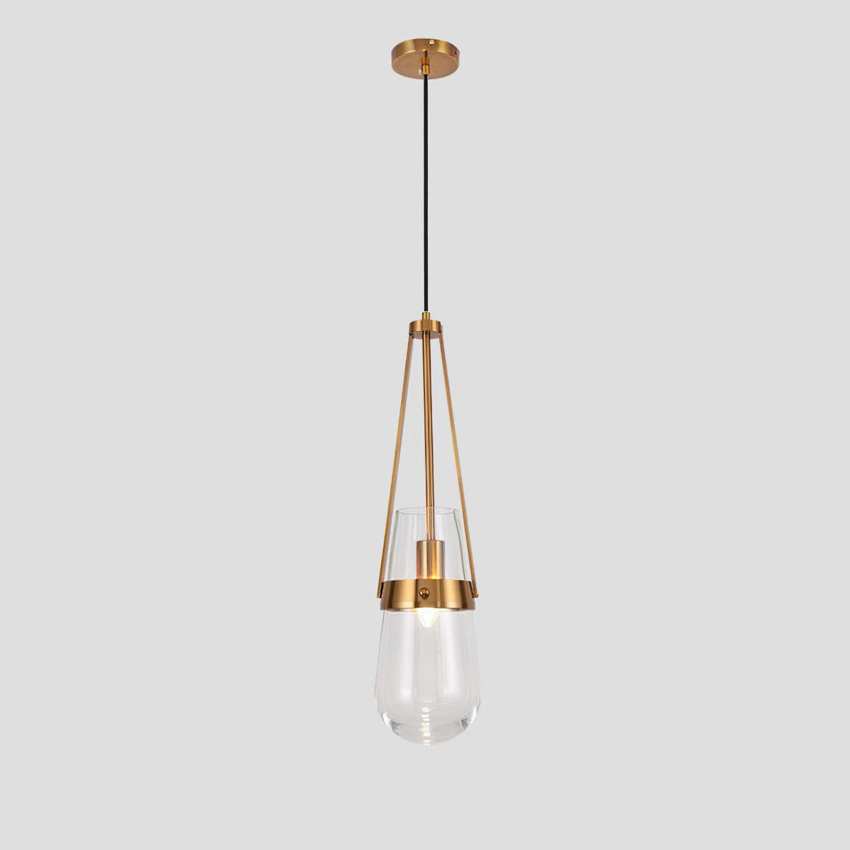 Poble Glass Pendant Light ∅ 4.7″ x H 19.7″ / Dia 12cm x H 50cm / Gold & Transparent Pendant light