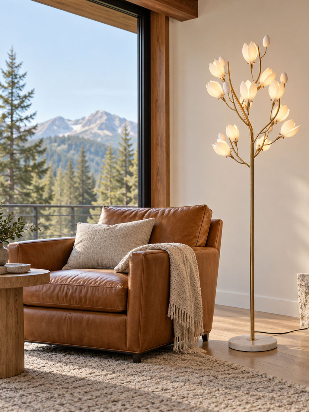 Porcelain Magnolia Floor Lamp
