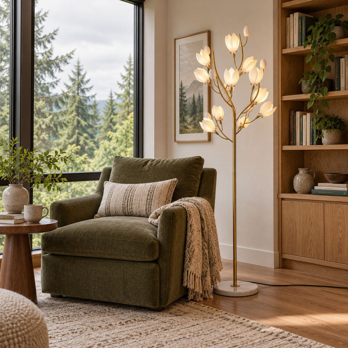 Porcelain Magnolia Floor Lamp