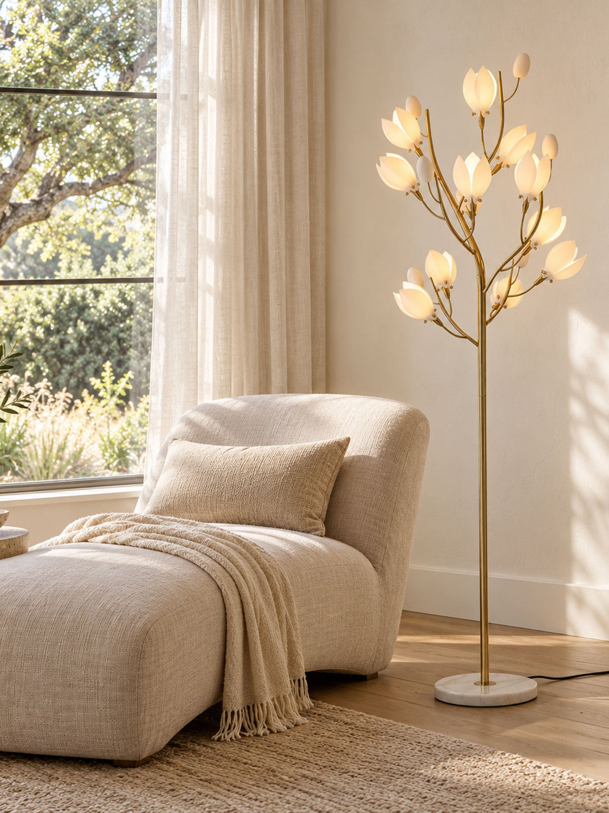 Porcelain Magnolia Floor Lamp
