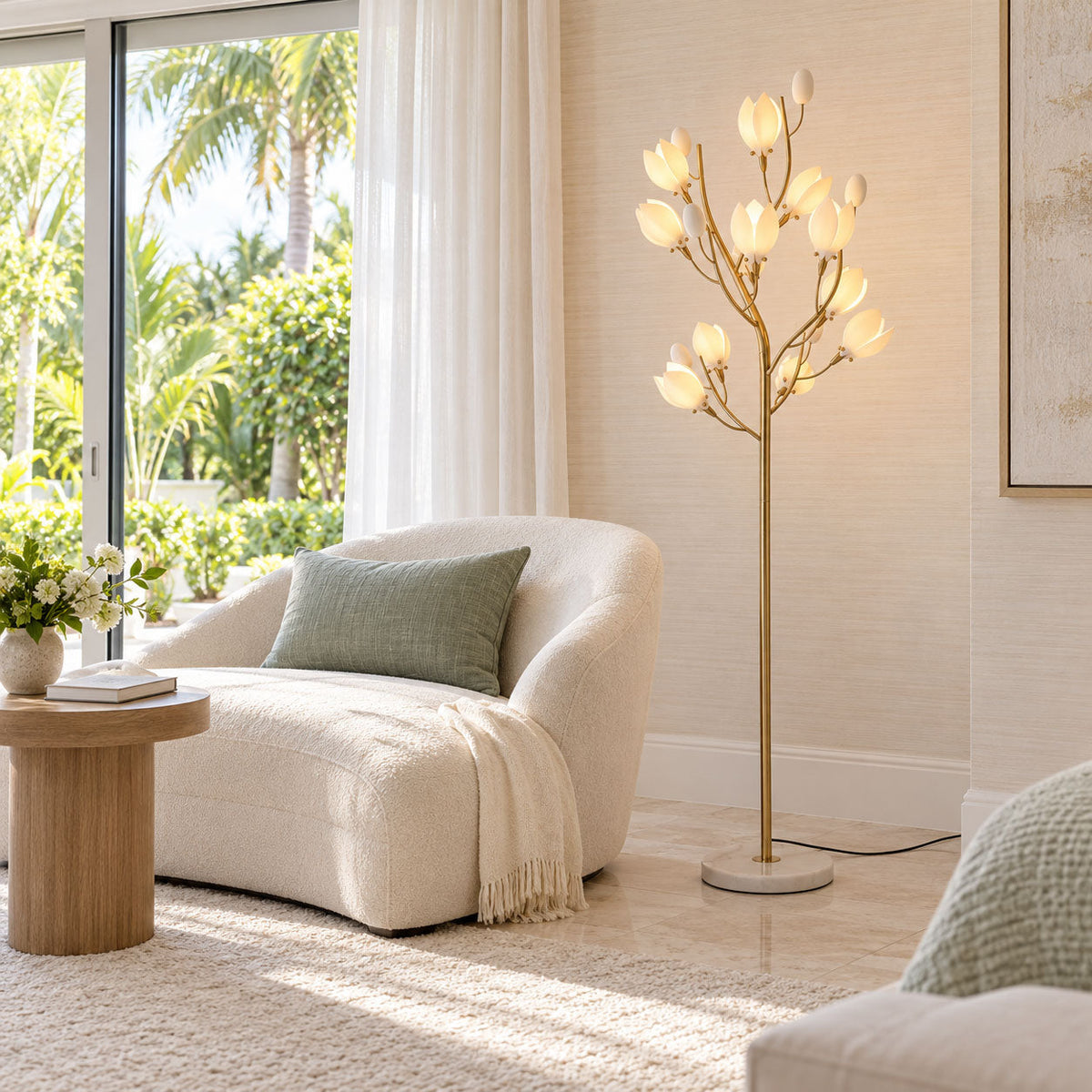 Porcelain Magnolia Floor Lamp