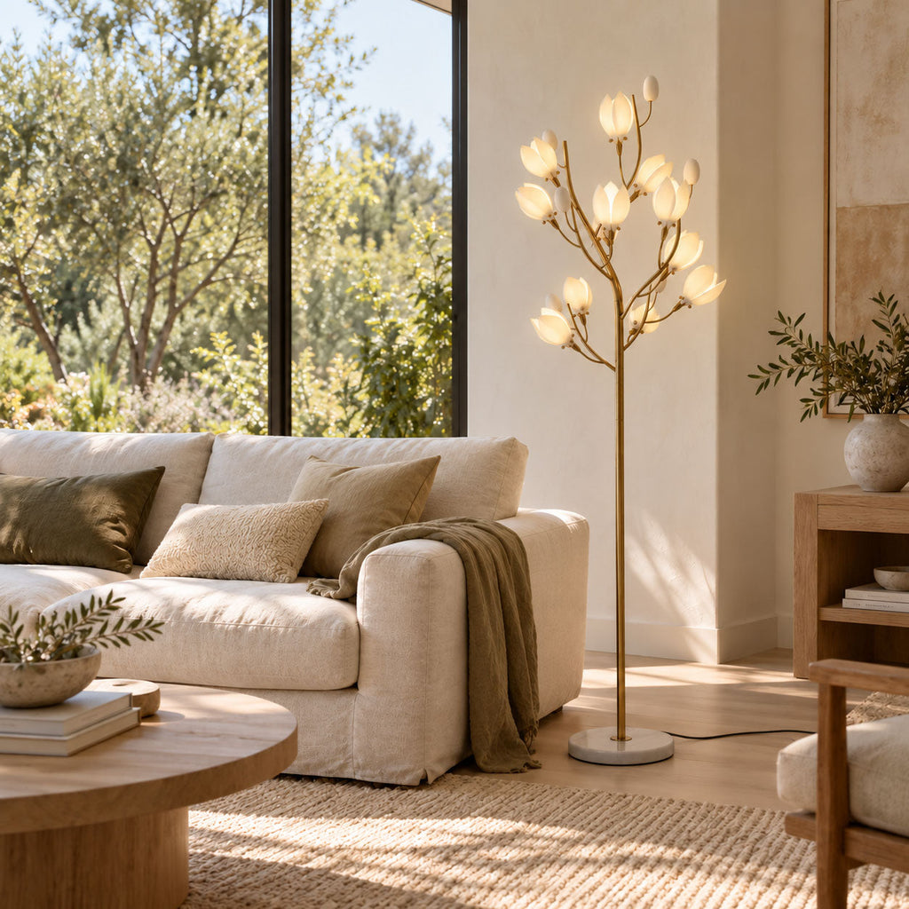 Porcelain Magnolia Floor Lamp