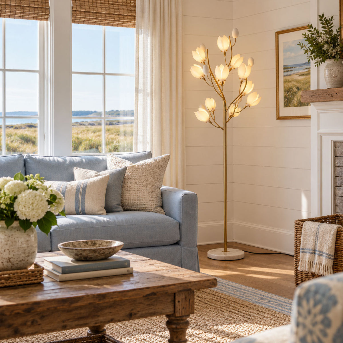 Porcelain Magnolia Floor Lamp