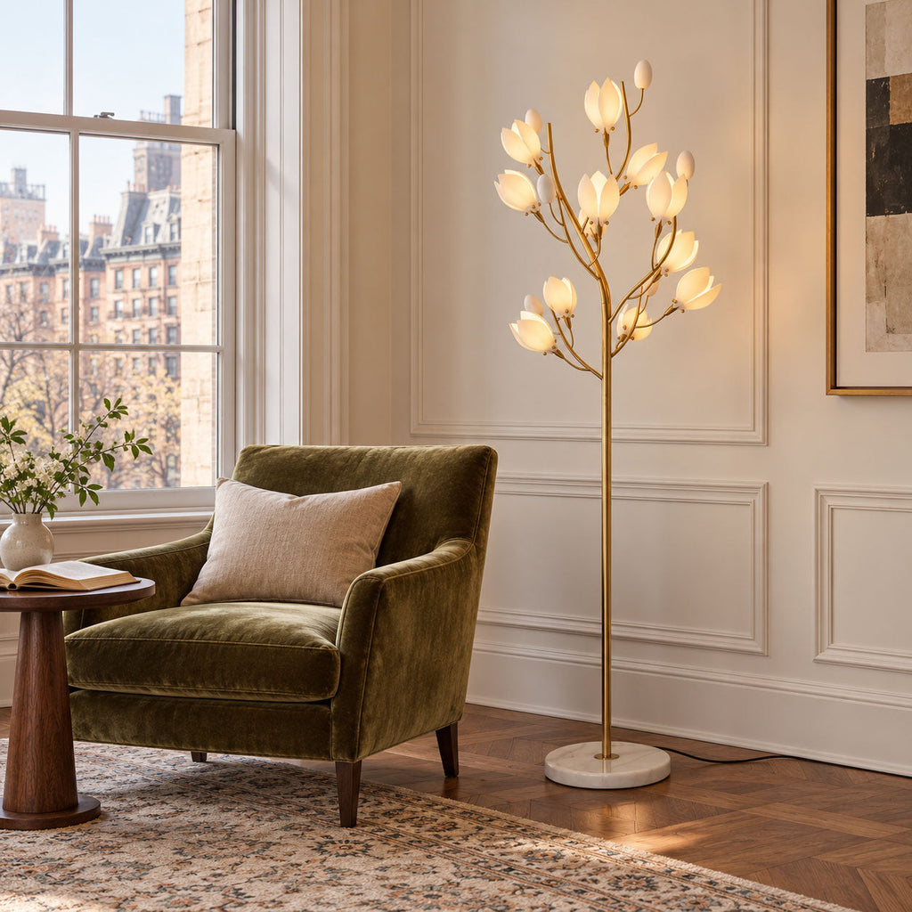 Porcelain Magnolia Floor Lamp