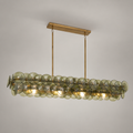 Pressed Glass Disc Linear Chandelier
