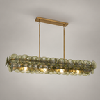 Pressed Glass Disc Linear Chandelier
