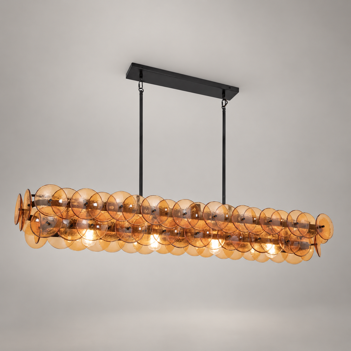 Pressed Glass Disc Linear Chandelier