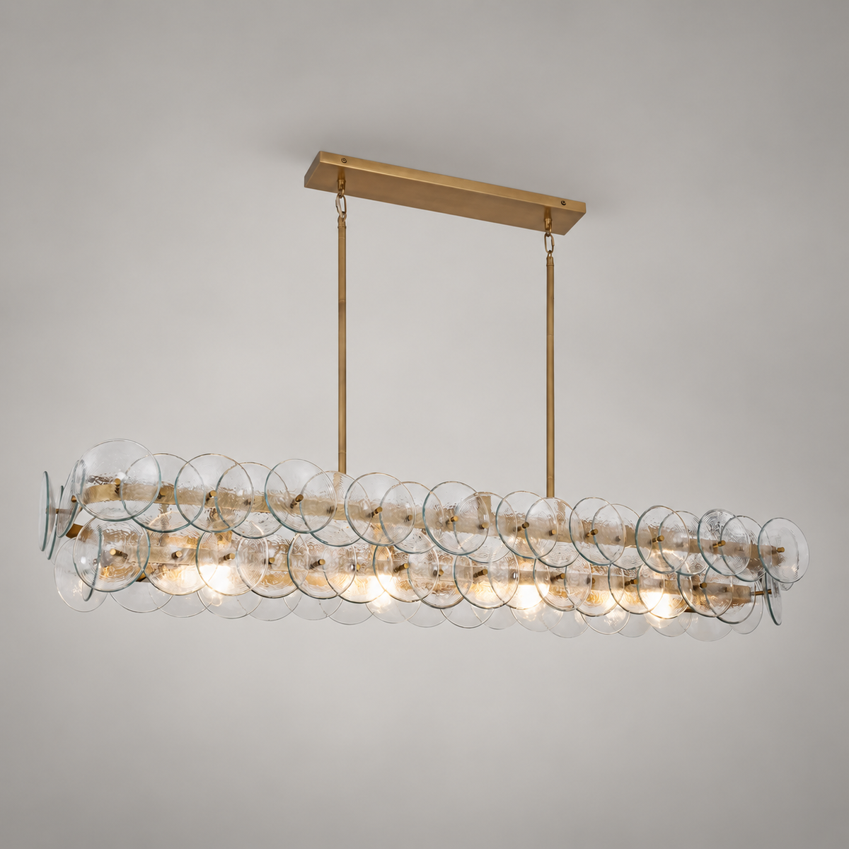 Pressed Glass Disc Linear Chandelier