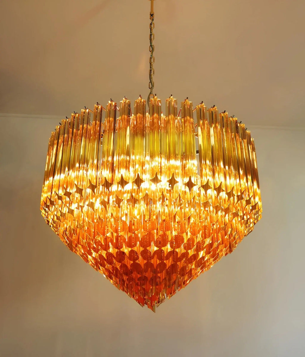 Prism Murano Amber Glass Chandelier