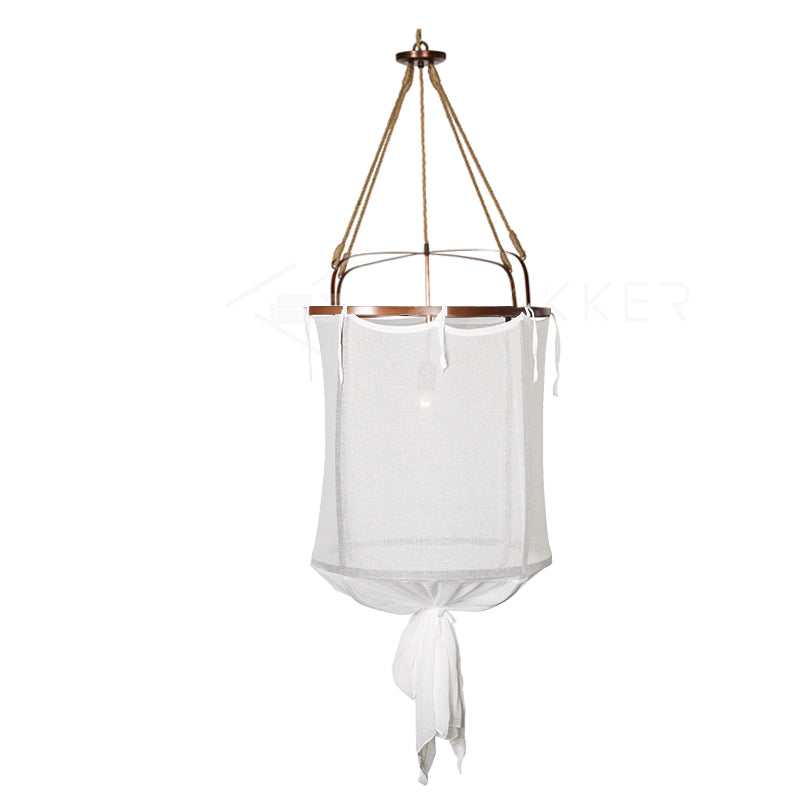 Provence Linen Pendant Light ∅ 13.8″ x H 19.7″ / Dia 35cm x H 50cm / Copper & White Pendant light