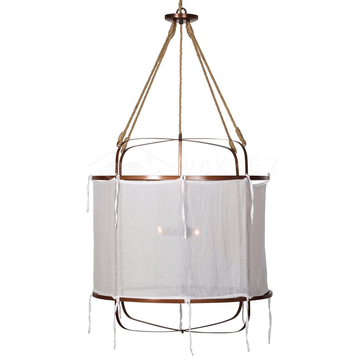 Provence Linen Pendant Light ∅ 15.7″ x H 15.7″ / Dia 40cm x H 40cm / Copper & White Pendant light