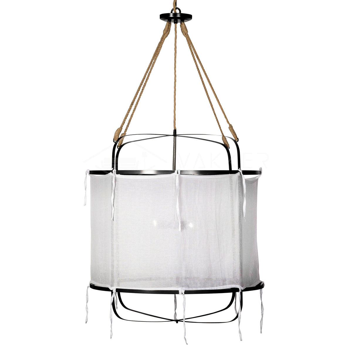 Provence Linen Pendant Light ∅ 15.7″ x H 15.7″ / Dia 40cm x H 40cm / Black & White Pendant light