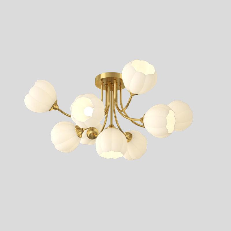 Pumpkin Brass Ceiling Lamp 9 heads ∅ 31.5″ x H 14.6″ / Dia 80cm x H 37cm / Brass & White Ceiling lamp