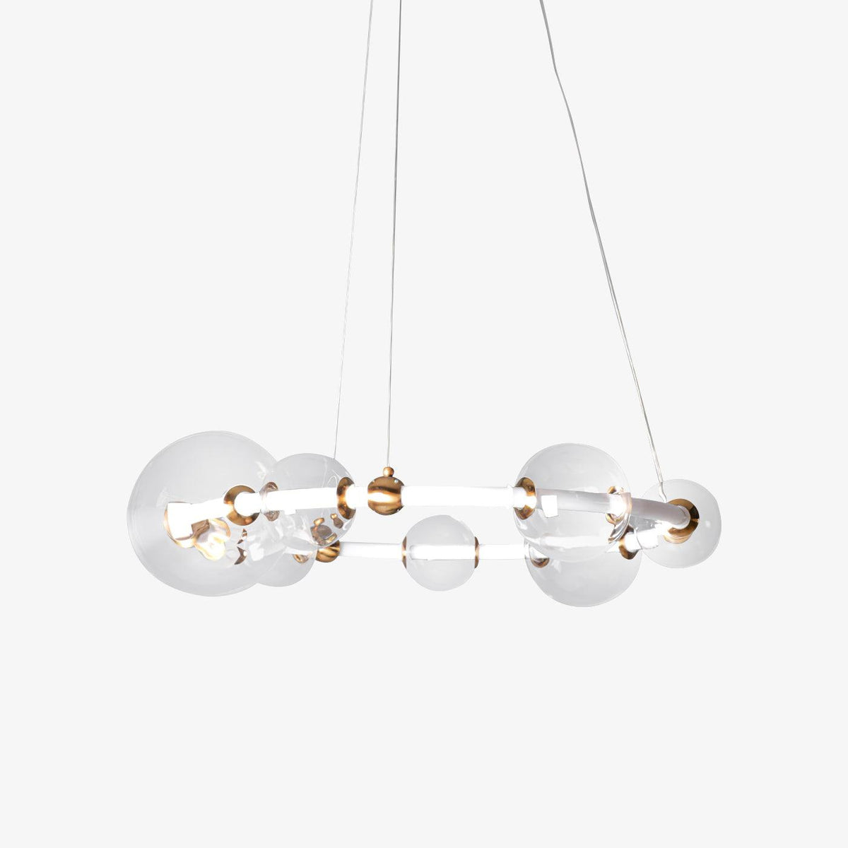 Puppet Chandelier ∅ 26″ x H 59″ / Dia 66cm x H 150cm / Gold + Clear / Warm Light Chandelier
