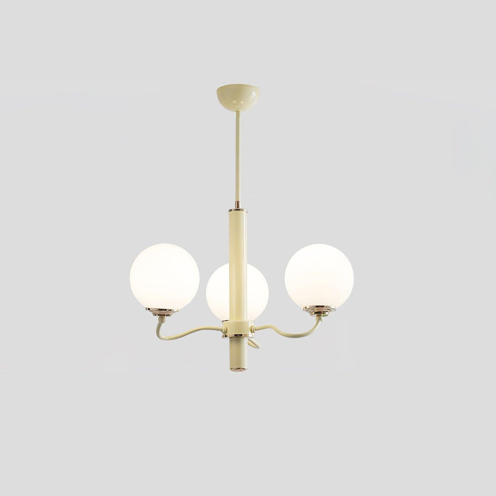Radiant Globe Chandelier 3 heads ∅ 20.9″ x H 15″ / Dia 53cm x H 38cm / Creamy yellow & White Chandelier