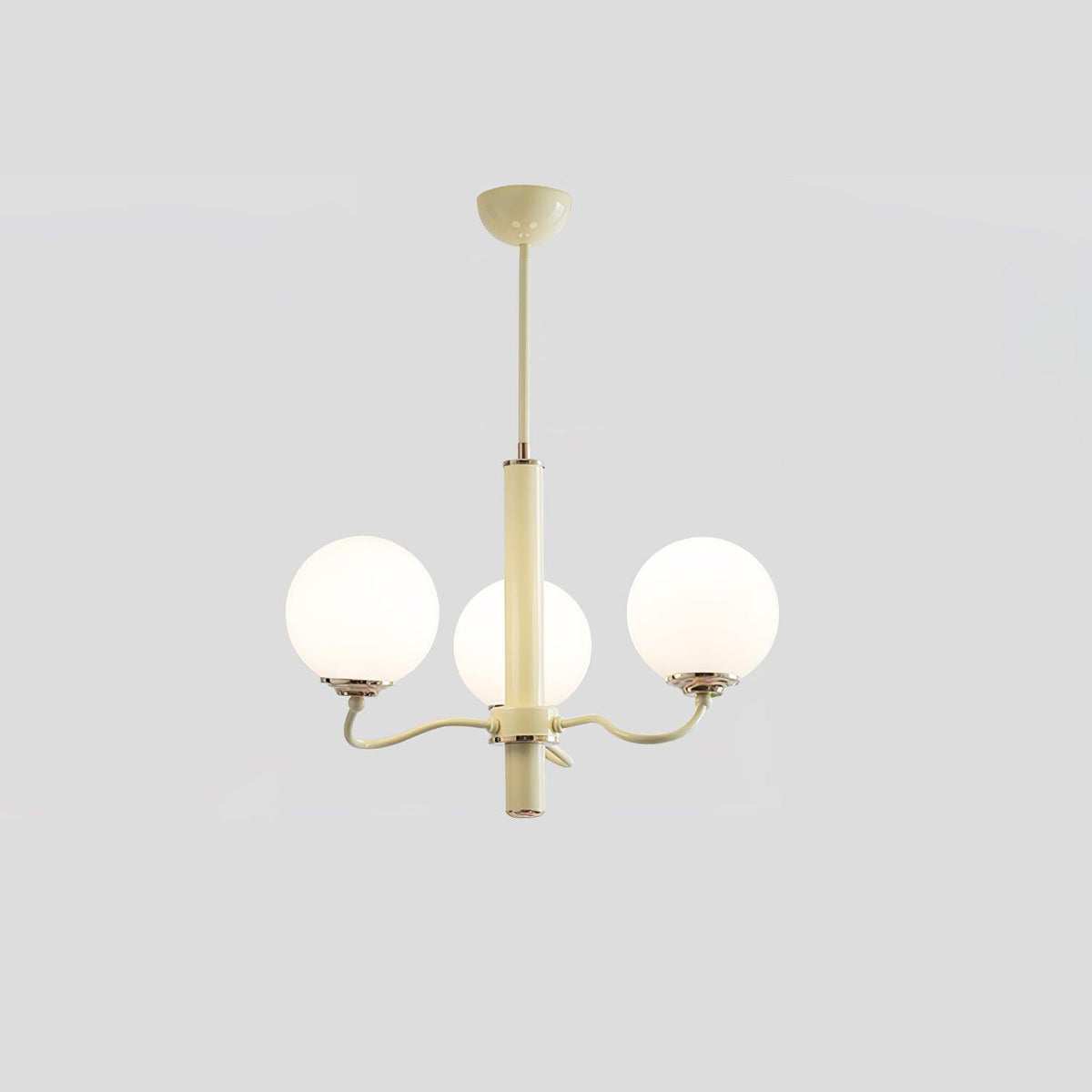 Radiant Globe Chandelier 3 heads ∅ 20.9″ x H 15″ / Dia 53cm x H 38cm / Creamy yellow & White Chandelier
