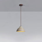 Raku Retro Ceramic Pendant Lamp ∅ 14.2″ x H 8.3″ / Dia 36cm x H 21cm / Grey ceramic & Dark wood Pendant light