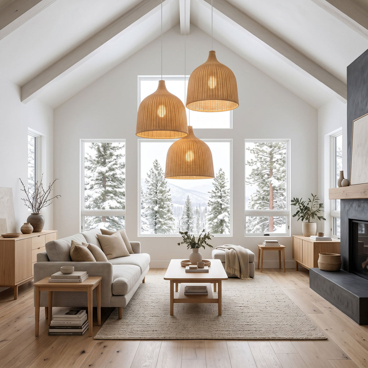 Rattan Bell Pendant Light