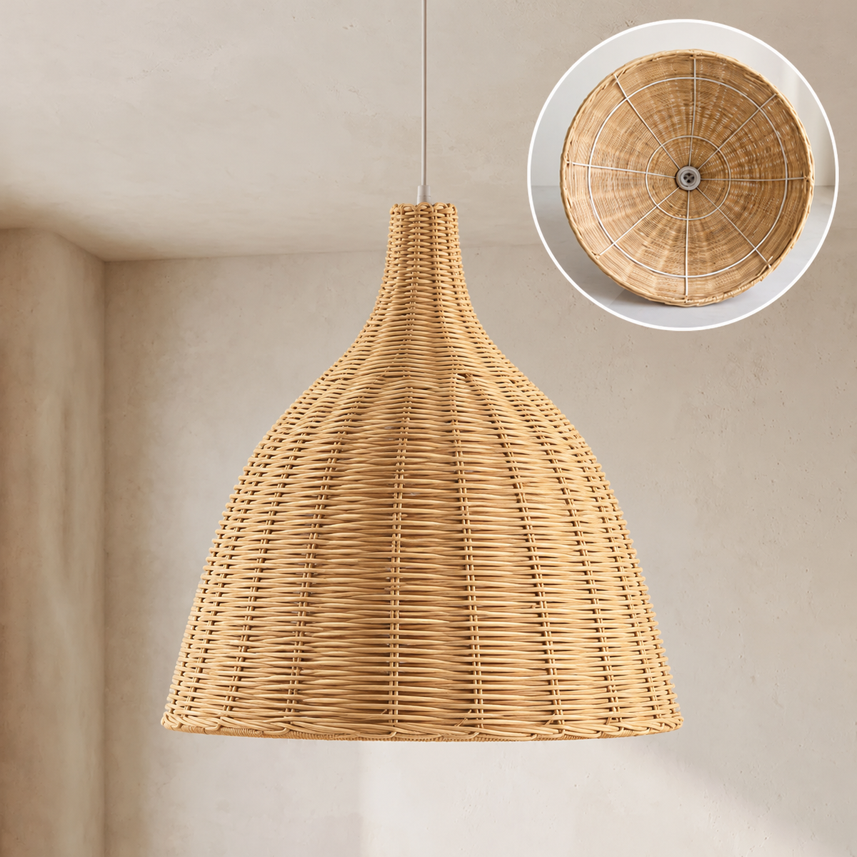 Rattan Bell Pendant Light