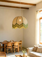 Rattan Fringe Dome Pendant Light