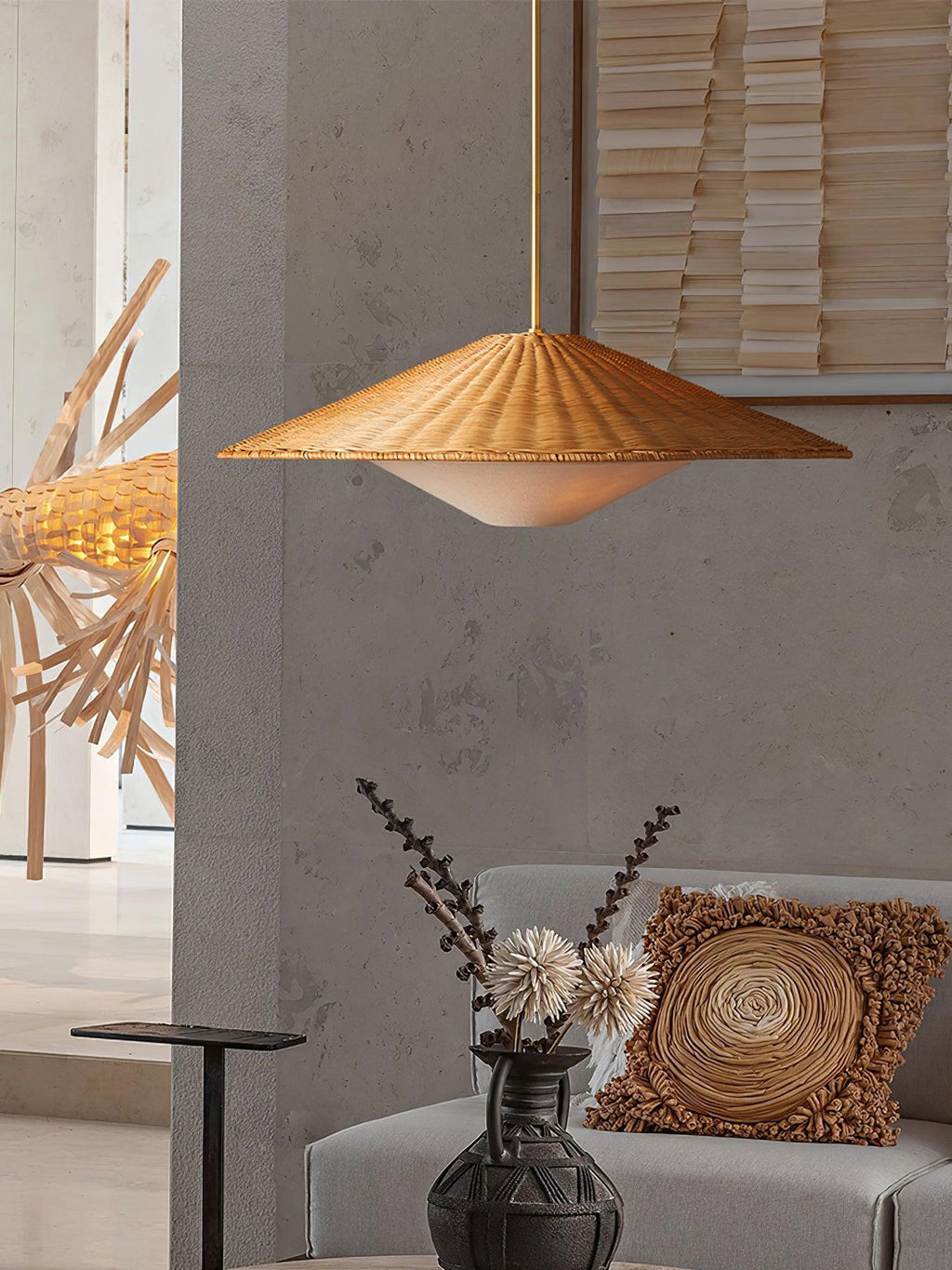 Rattan Hat Pendant Light