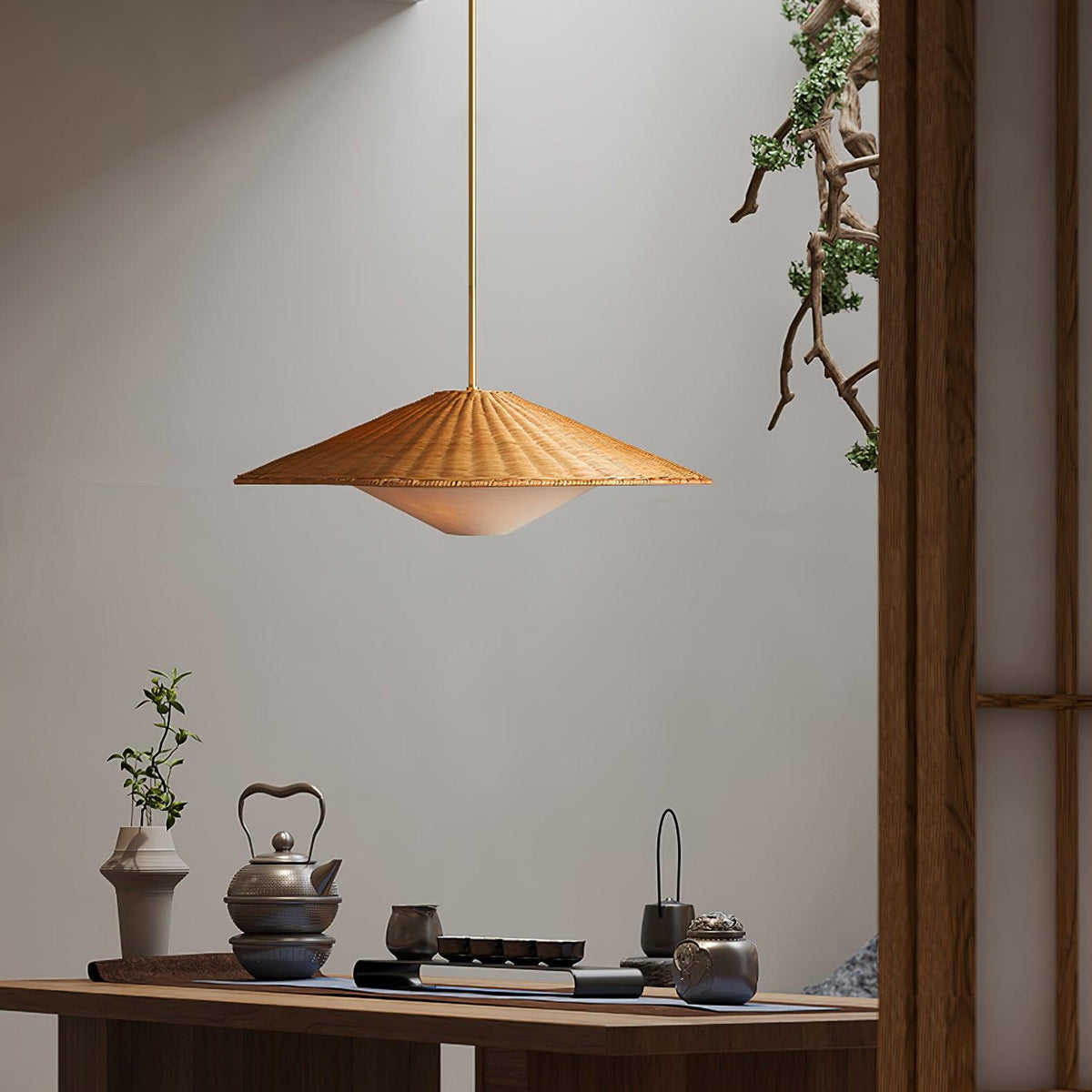 Rattan Hat Pendant Light