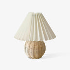 Rattan Pleated Built-in Battery Table lamp ∅ 9.4″ x H 11″ / Dia 24cm x H 28cm / White 灯具
