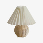 Rattan Pleated Built-in Battery Table lamp ∅ 9.4″ x H 11″ / Dia 24cm x H 28cm / White 灯具