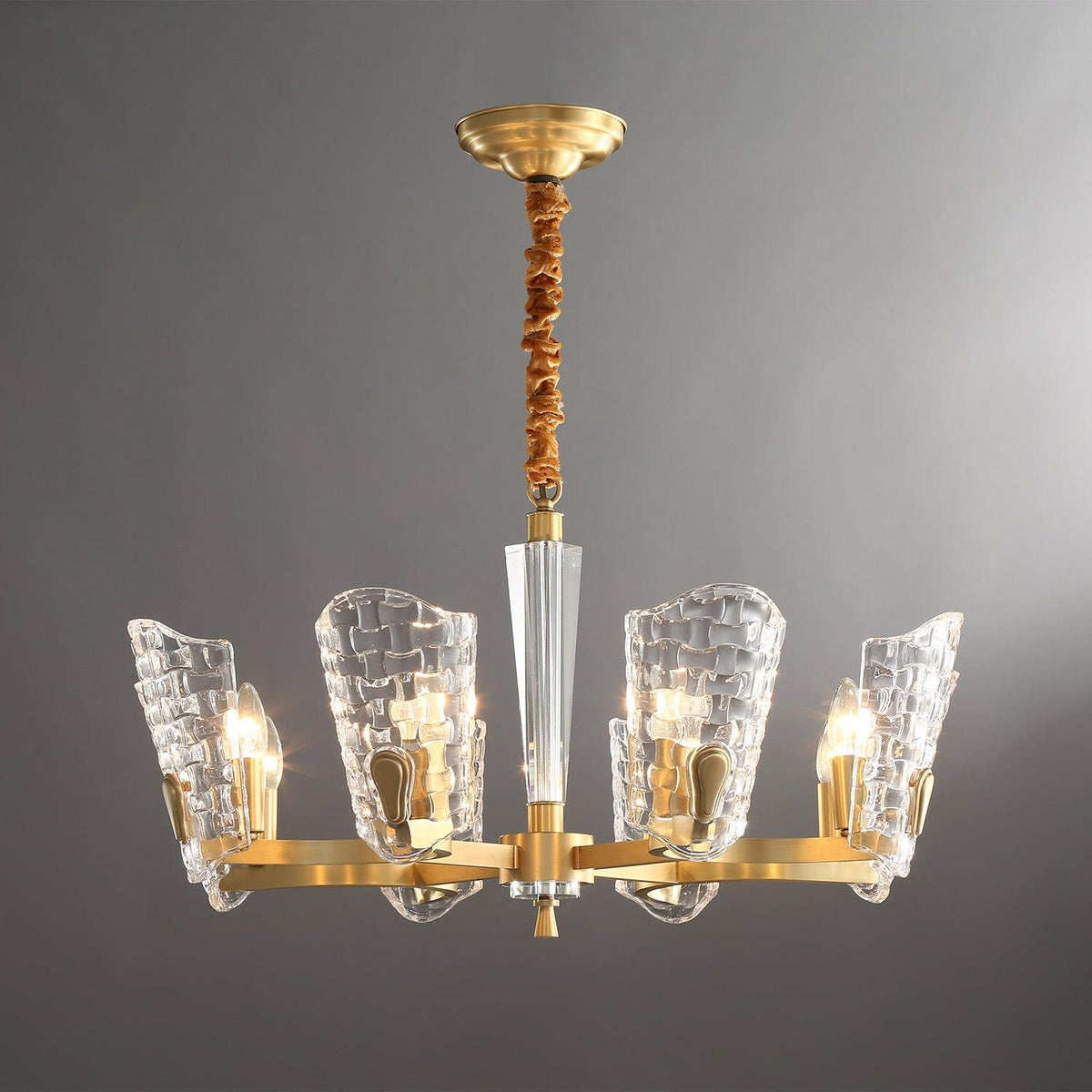 Renato Chandelier 8 heads Φ 28.3″ x H 15.7″ / Dia 72cm x H 40cm / Brass Chandelier