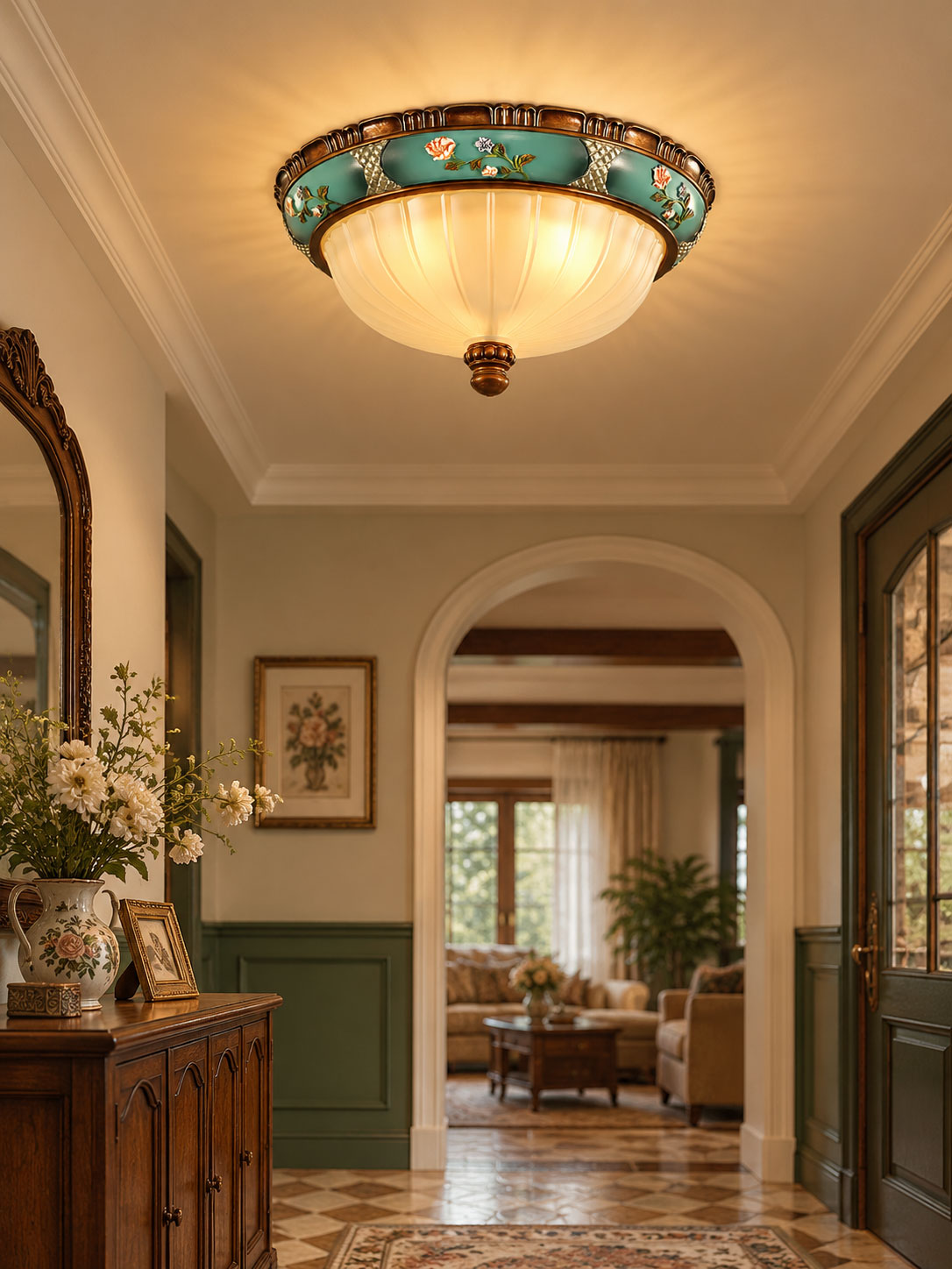 Retro Floral Resin Recessed Ceiling Light