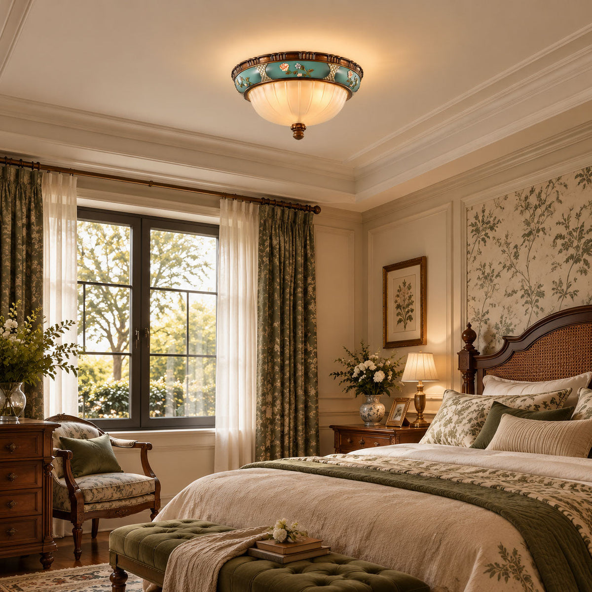 Retro Floral Resin Recessed Ceiling Light