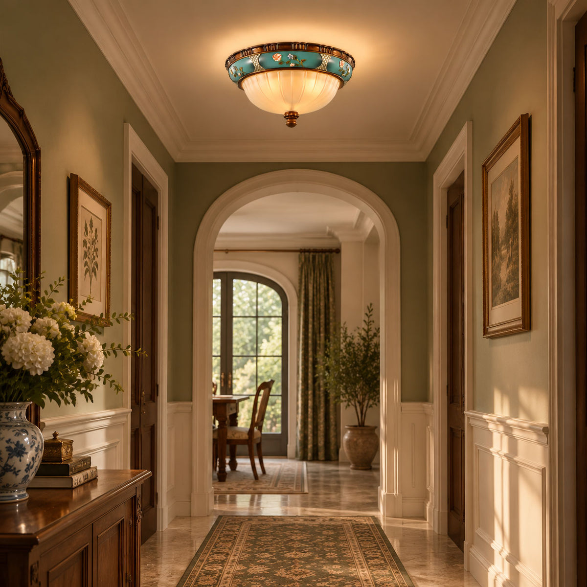 Retro Floral Resin Recessed Ceiling Light