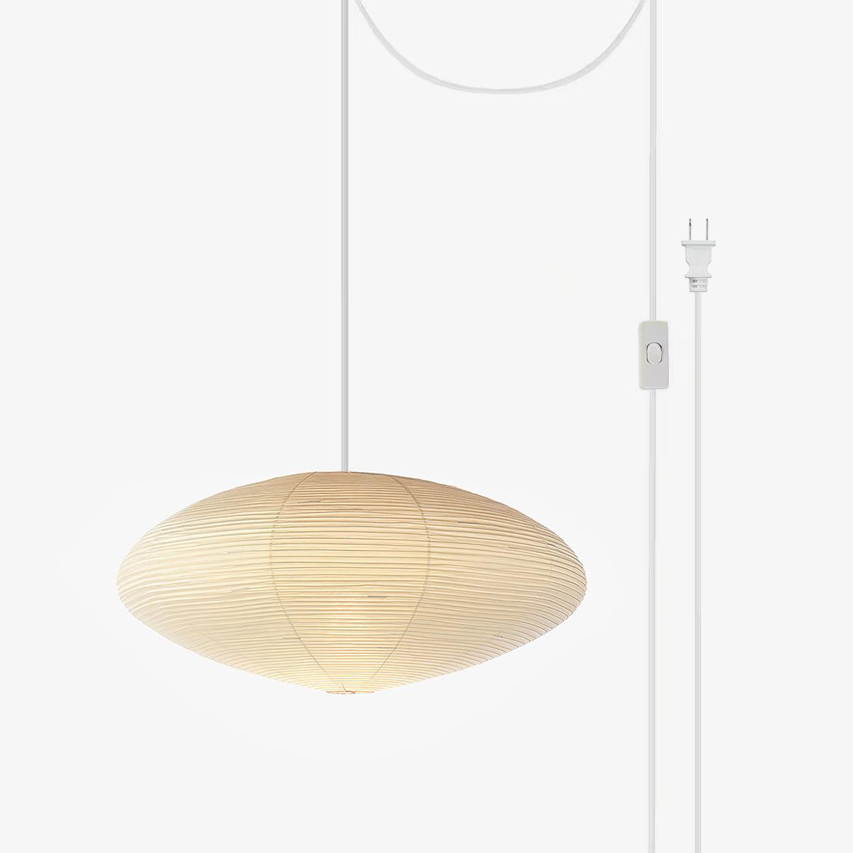 Washi Paper 15A Swag Lights ? 19.7″ x H 8.3″ / Dia 50cm x H 21cm (2 hooks 180″ wires) / White / US plug Pendant light