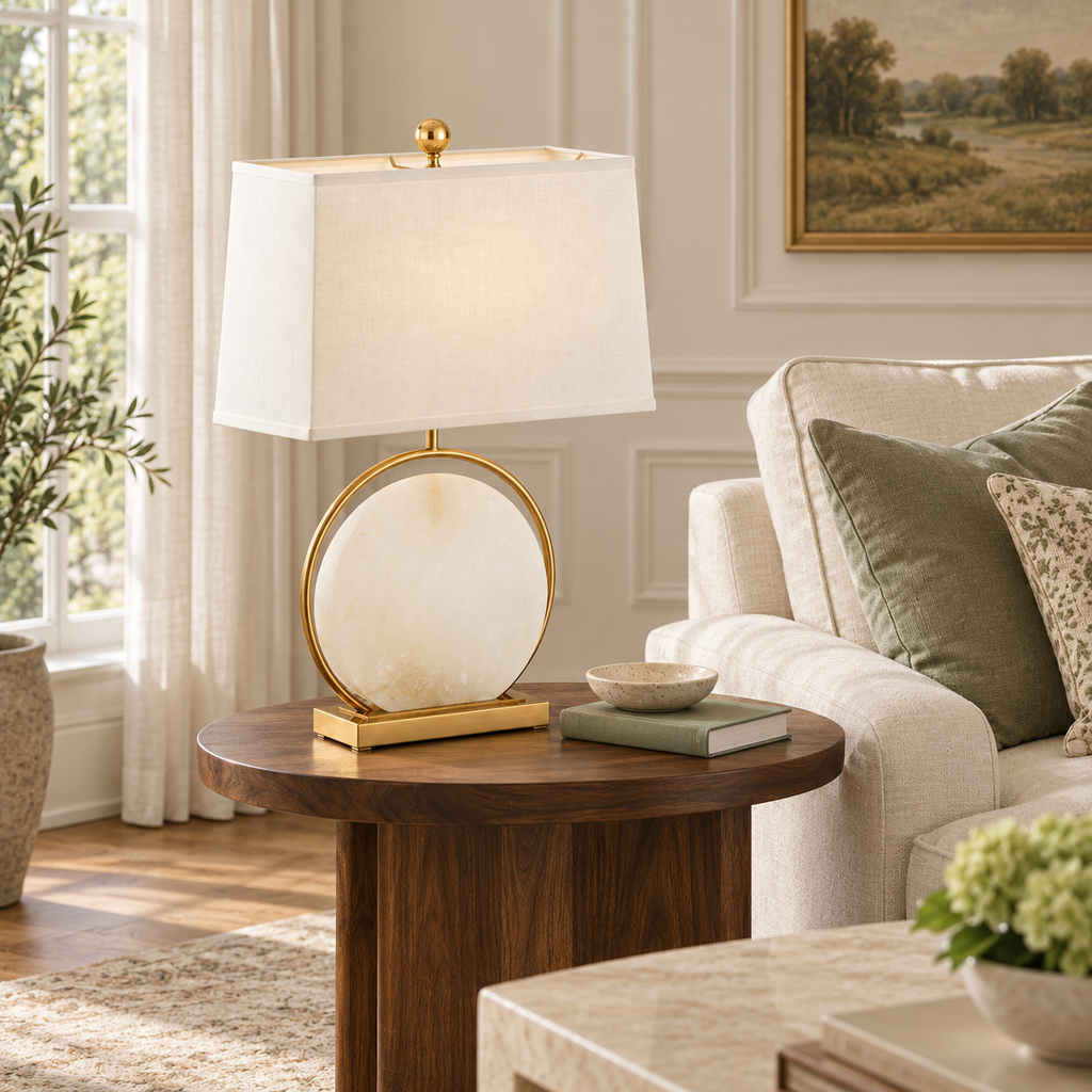 Roma White Alabaster Table Lamp