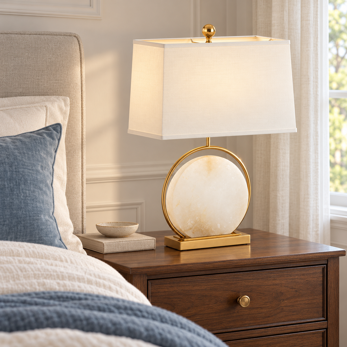 Roma White Alabaster Table Lamp