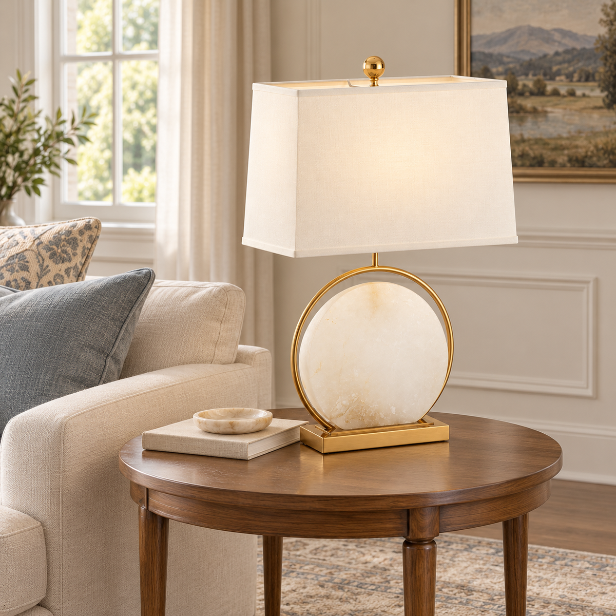 Roma White Alabaster Table Lamp