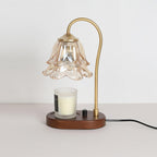 Romantic Warmer Lamp ∅ 6.7″ x H 11.8″ / Dia 17cm x H 30cm / Gold & Walnut & Amber / US plug Table lamp