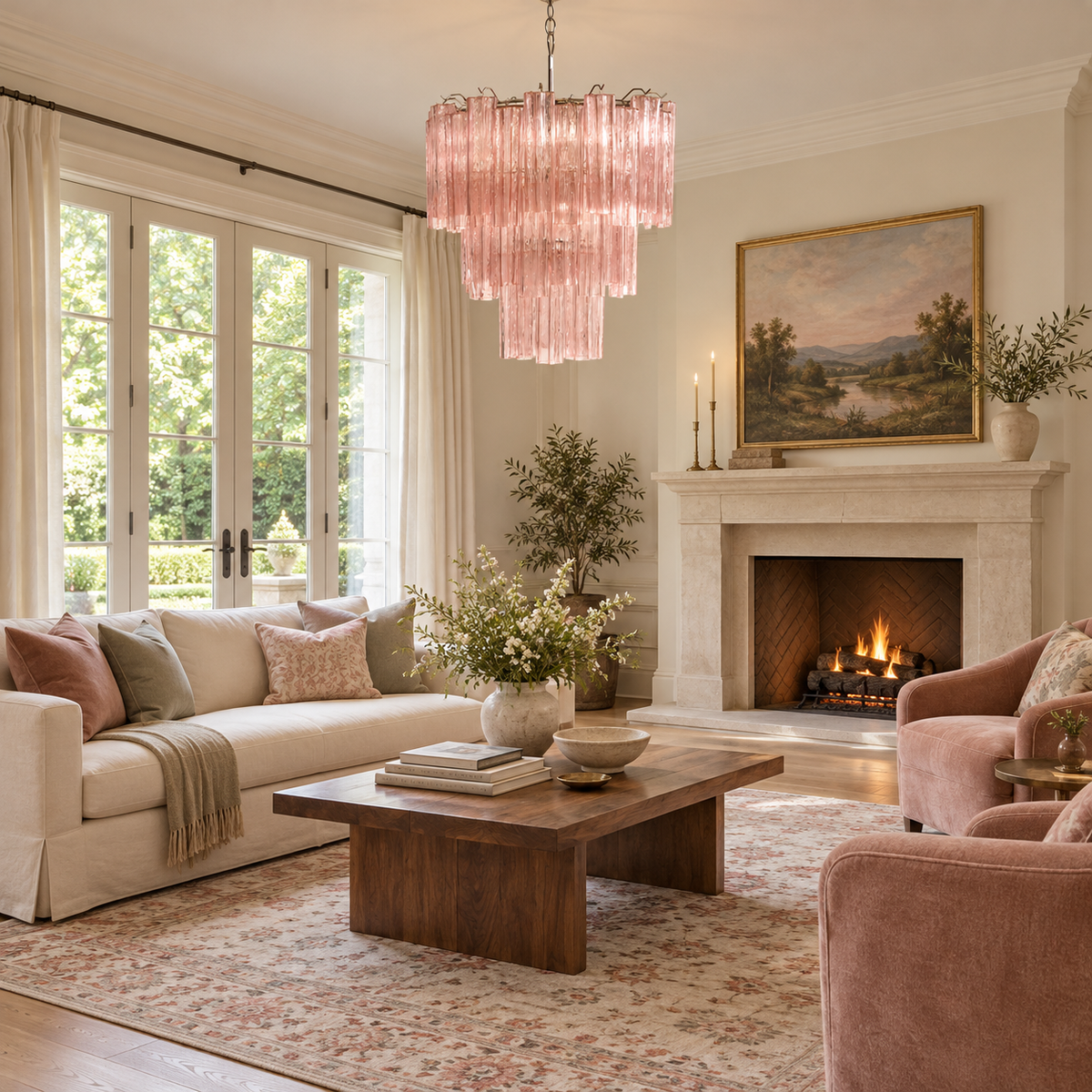 Rose Tubes Glass Chandelier