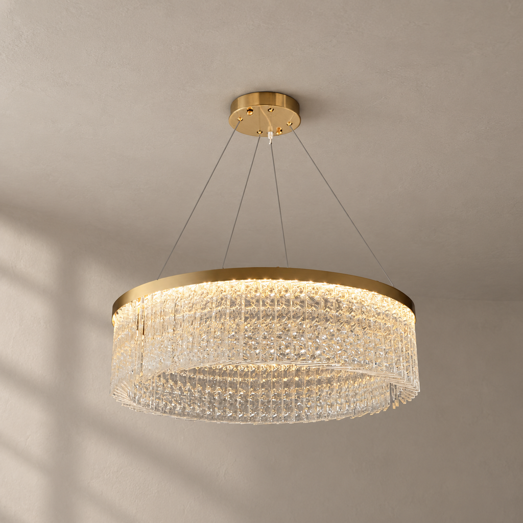 Round Halo Crystal Chandelier