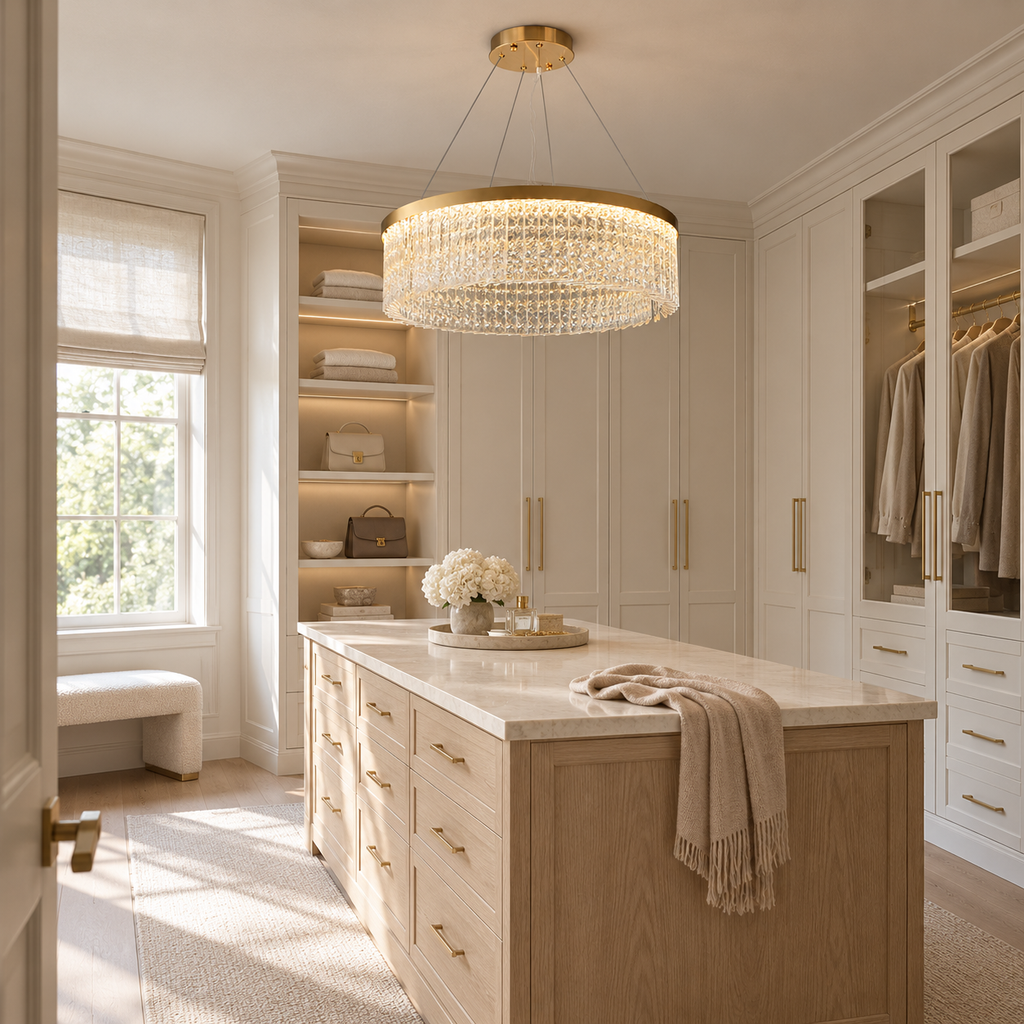 Round Halo Crystal Chandelier