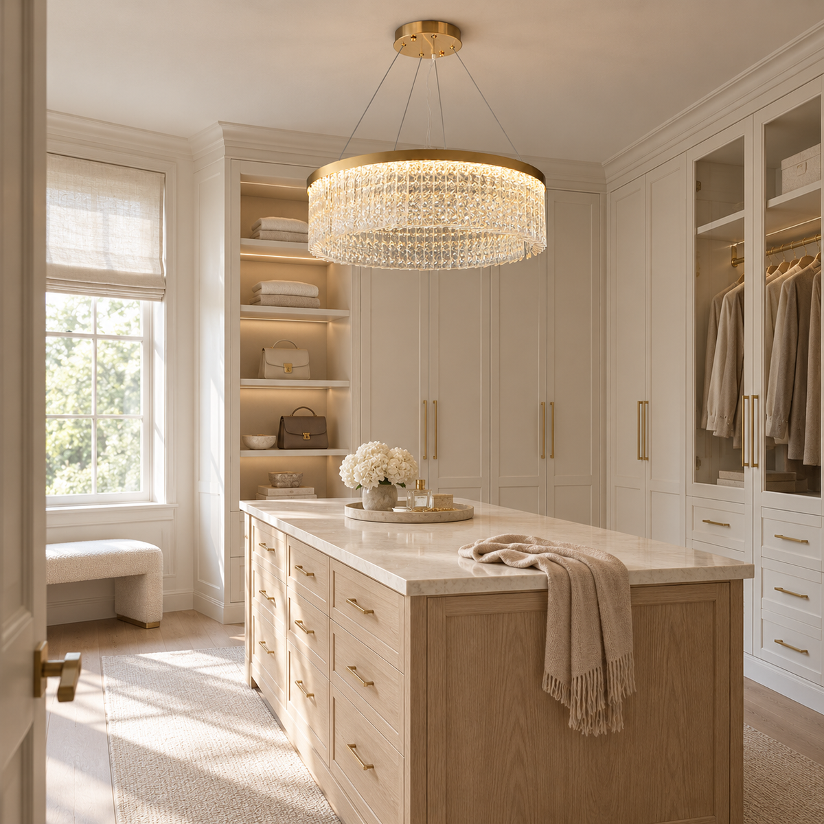 Round Halo Crystal Chandelier