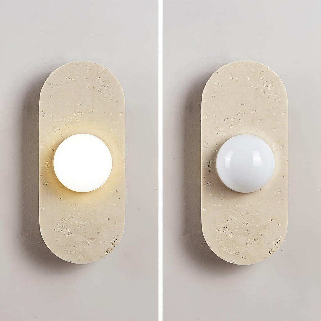 Rounded Travertine Wall Sconce