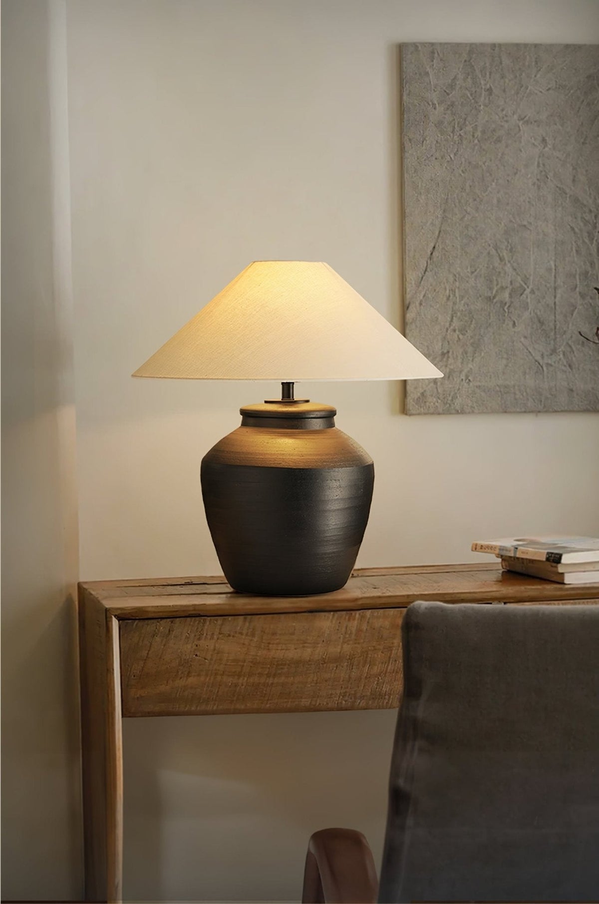 Rustic Black Ceramic Table Lamp